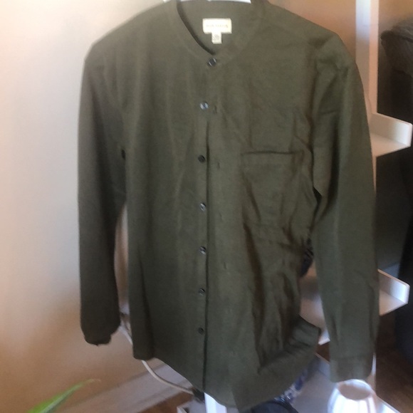 CLUB MONACO dark green Band collar shirt size XS - Picture 2 of 9